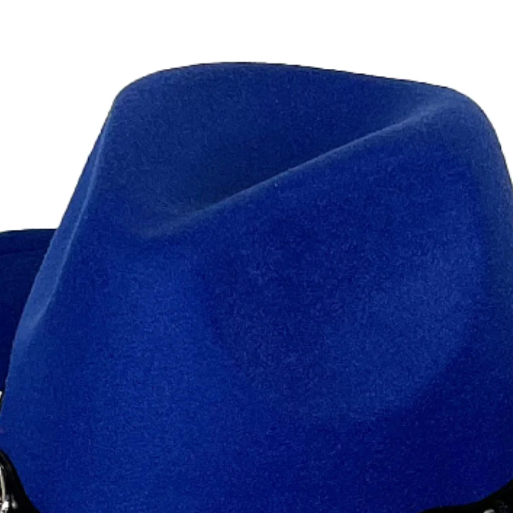 Women Men Cowboy Cowgirl Hats Felt Wide Brim Western Hat with Belt Buckle