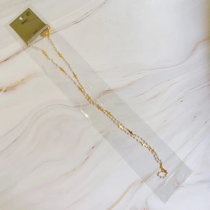 Pearls and Crosses Long Necklace