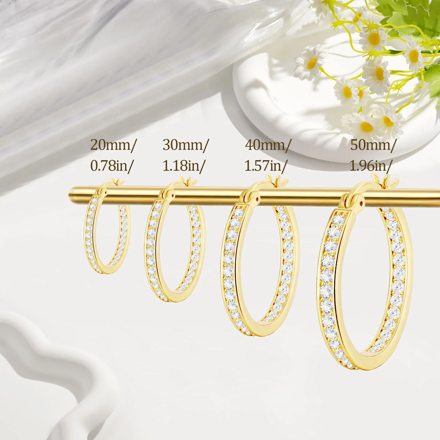 2 Pairs 18K Gold Plated Hoop Earrings for Women CZ Huggie Hypoallergenic Earrings Chunky Hoop Earrings Set 20/30MM Crystal Earrings Birthday Jewelry Gifts Ideas Mom Wife Daughter Girlfriend Age