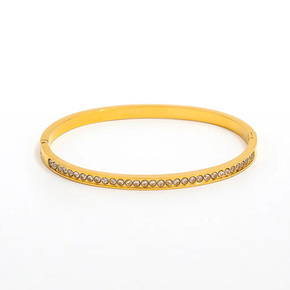 Zirconia Bangle Bracelet - Silver & Gold Plated