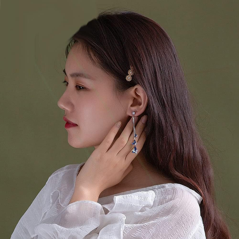 Butterfly Earring for Women Crystal Butterfly Tassel Earrings Long Drop Dangle Earrings Jewelry for Women Sparkle Colorful Zircon Animal Butterflys Pendant Earrings