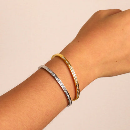 Zirconia Bangle Bracelet - Silver & Gold Plated