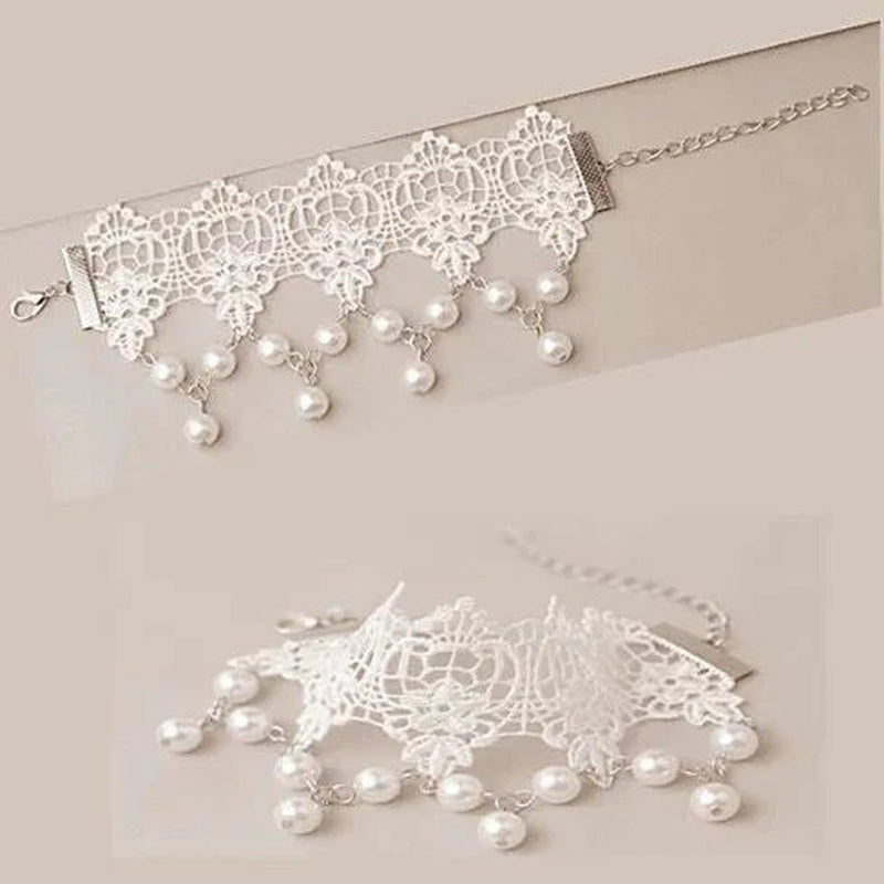 The Touch of Vintage Victorian Style Crochet Necklace and Bracelet Set