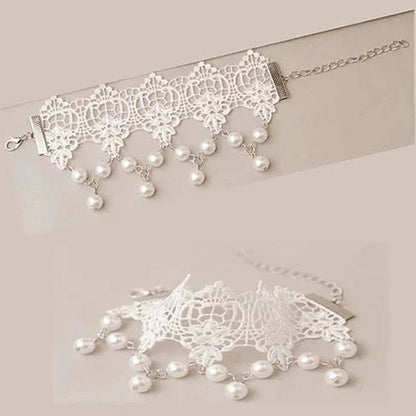 The Touch of Vintage Victorian Style Crochet Necklace and Bracelet Set