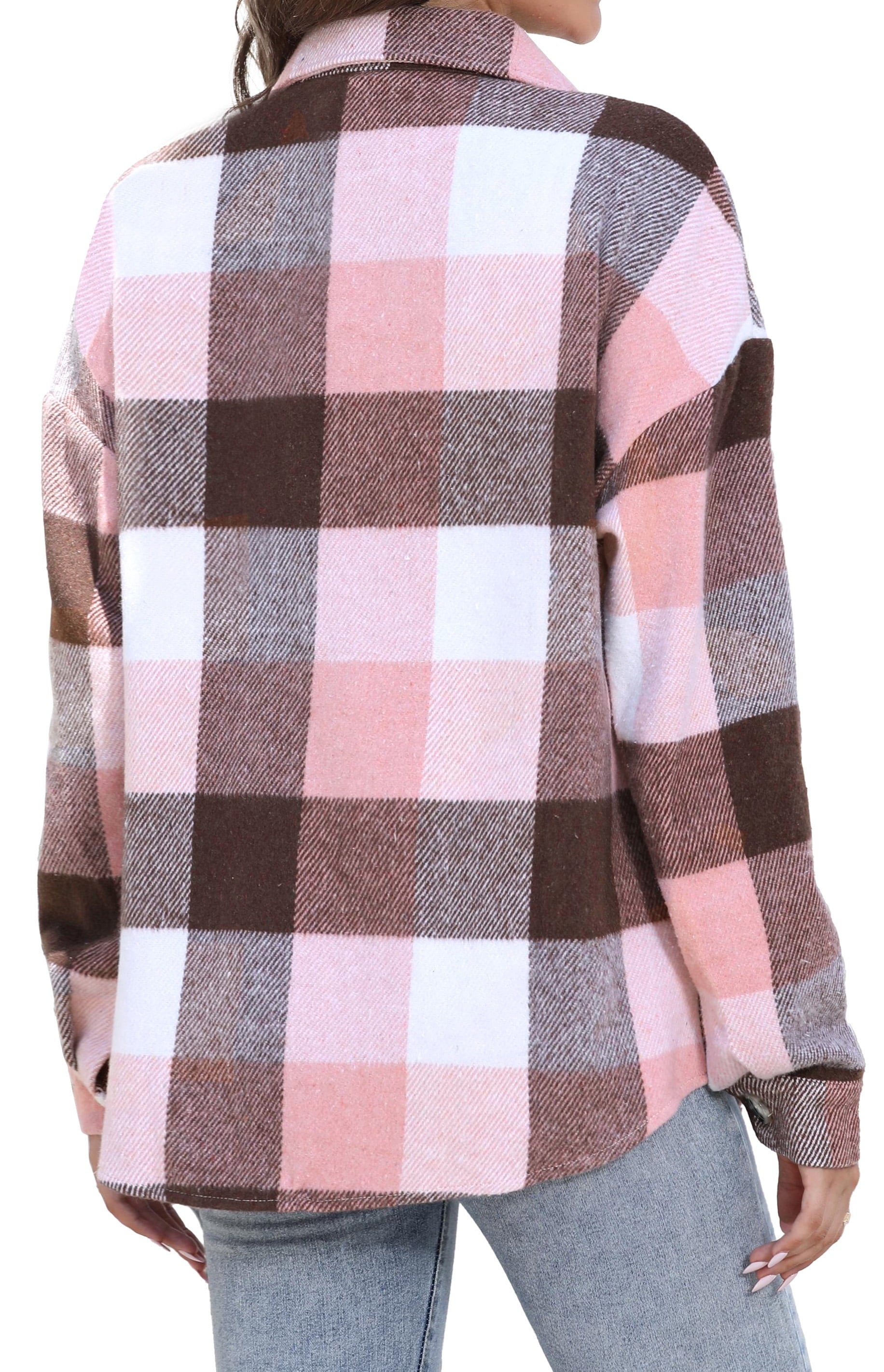 Womens Plaid Shirts Flannel Shacket Jacket Long Sleeve Button down Boyfriend Shirt Coats