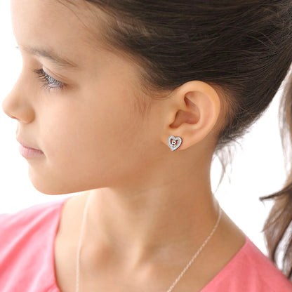 Heart Initial Earrings Hypoallergenic 925 Sterling Silver Stud Earrings CZ Letter Earring for Women Birthday Jewelry Gift, Letter B