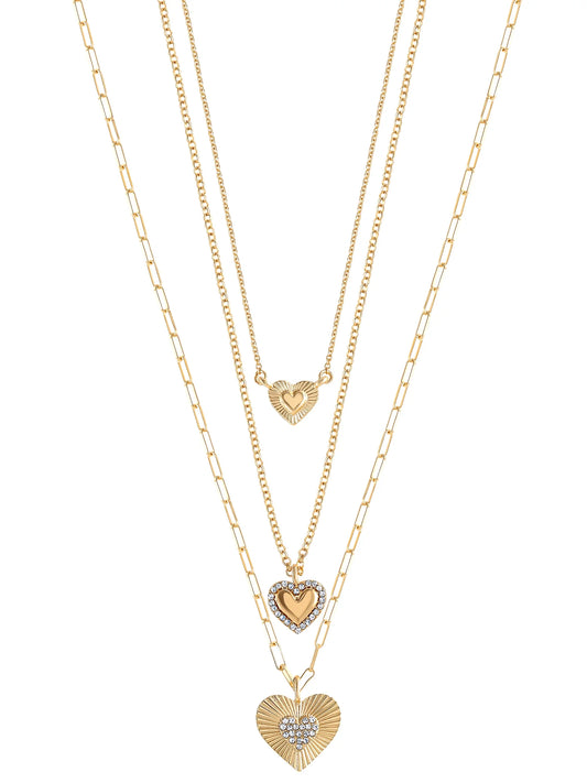 Fashion Gold Metal Layer Heart Necklace