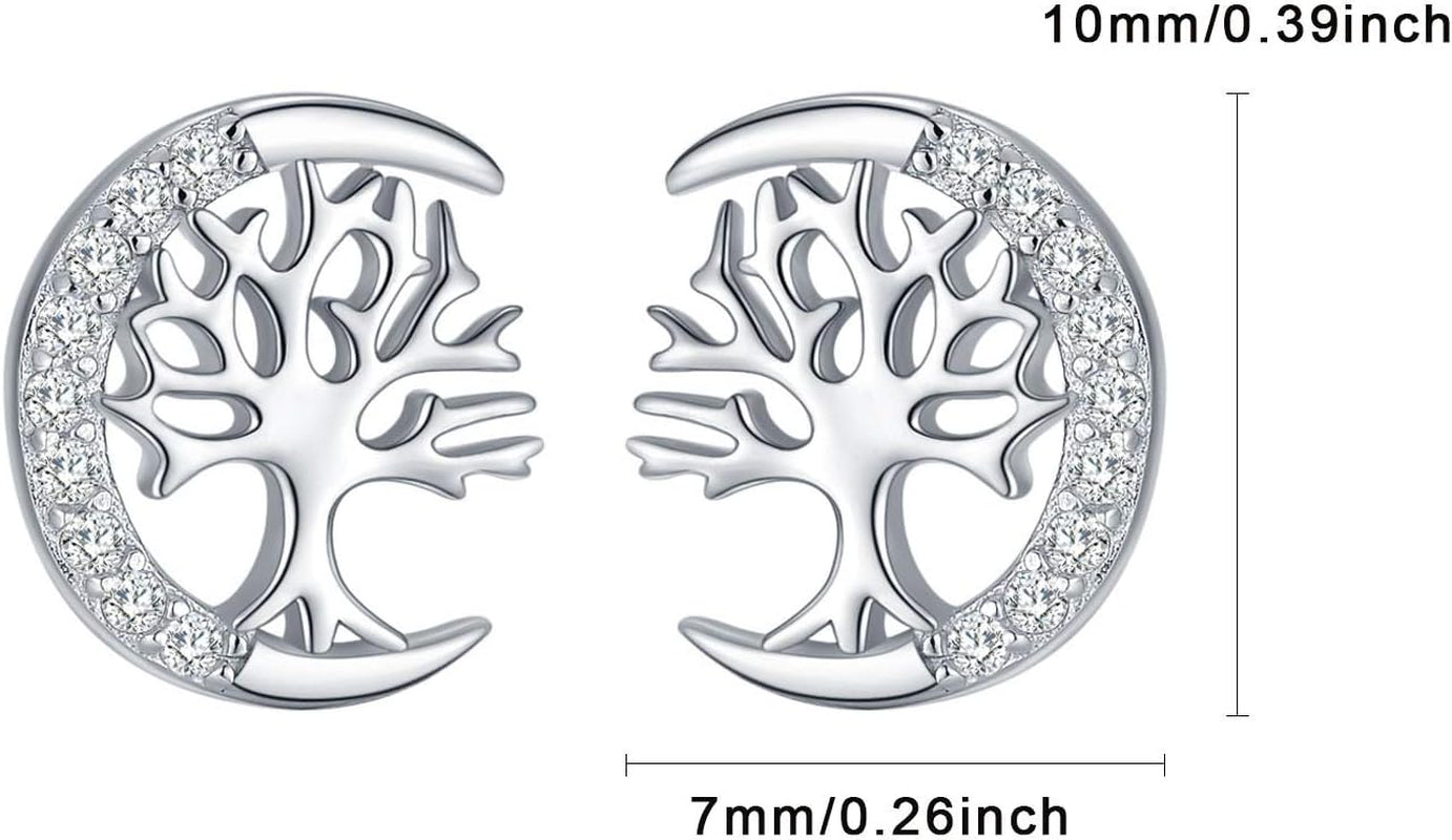 Tree of Life Stud Earrings for Women 925 Sterling Silver Hypoallergenic Earrings for Sensitive Ears with Push Back Jewelry Gifts for Her Girlfriend Mother