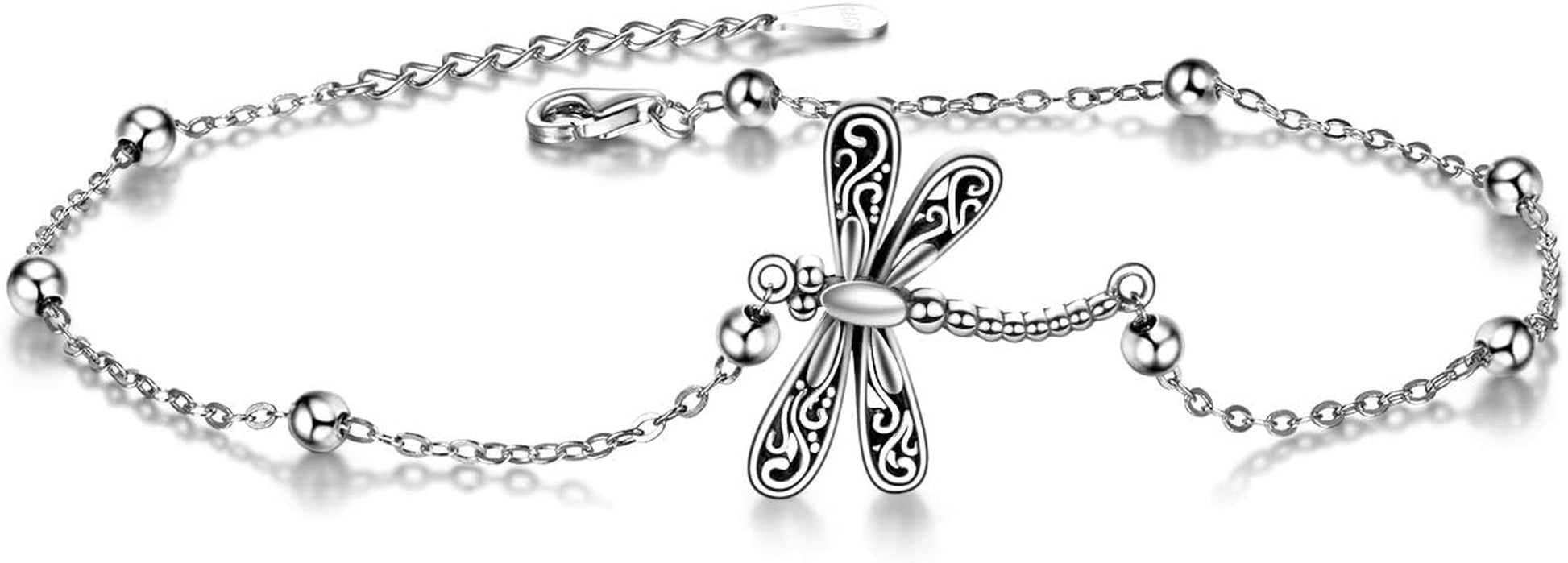 Beads Anklet Sterling Silver Dragonfly/Sunflower/Sloth/Otter/Butterfly Ankle Bracelets Jewelry for Women Gifts