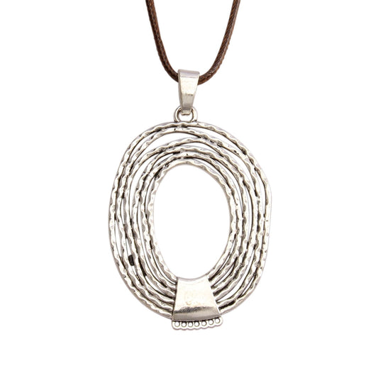 Bjesinmo Silver Pendant Necklace for Women Boho Chunky Circle Necklace Long Pendant Necklace Cowgirl Sweater Necklace