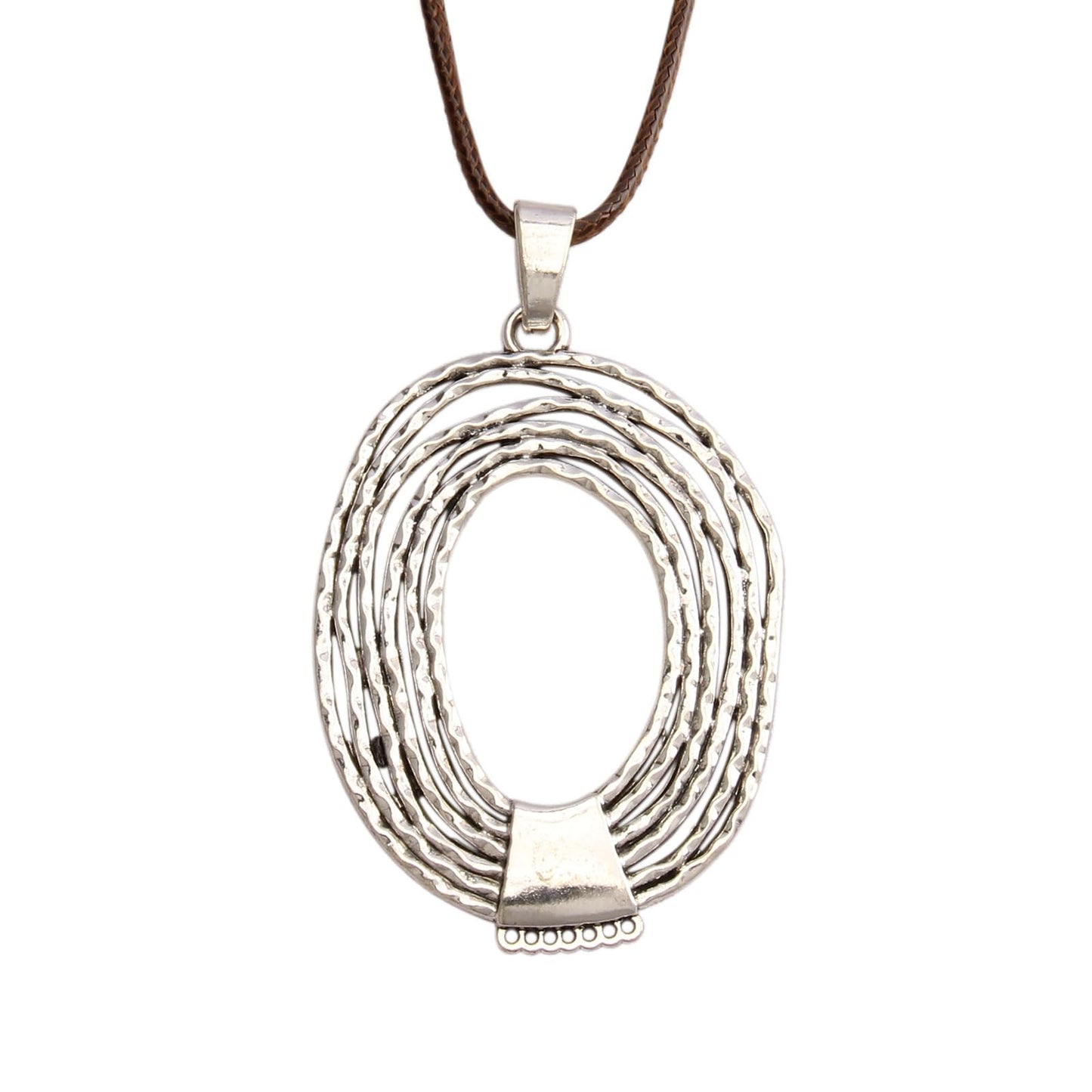 Bjesinmo Silver Pendant Necklace for Women Boho Chunky Circle Necklace Long Pendant Necklace Cowgirl Sweater Necklace