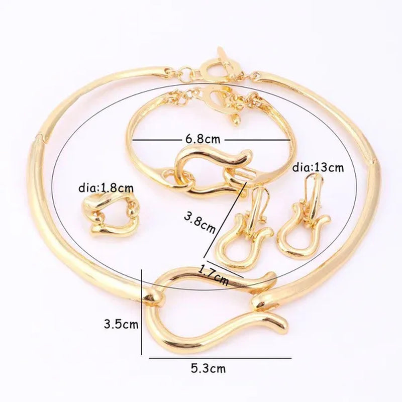 Fashion African Jewelry Sets Brand Dubai Gold Bridal Accessories Nigerian Wedding Necklace Earring Ring Jewelry Sets