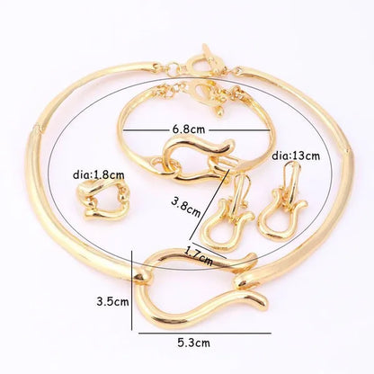 Fashion African Jewelry Sets Brand Dubai Gold Bridal Accessories Nigerian Wedding Necklace Earring Ring Jewelry Sets