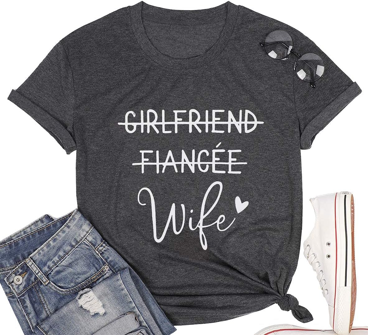 Girlfriend Fiancee Wife Shirt Women Bride Honeymoon Vacation Tees Valentine Gift