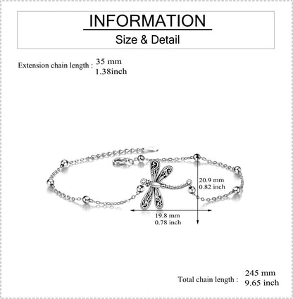 Beads Anklet Sterling Silver Dragonfly/Sunflower/Sloth/Otter/Butterfly Ankle Bracelets Jewelry for Women Gifts