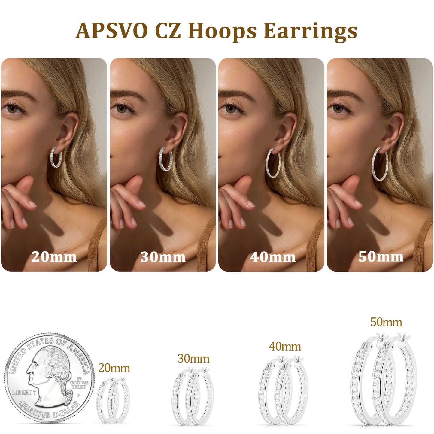 2 Pairs Big Large Extra 18K White Gold Plated Hoop Earrings for Women CZ Huggie Hypoallergenic Earrings Set Chunky Silver Hoop Earrings Set 40/50MM Crystal Earring Wedding Birthday Jewelry Gift