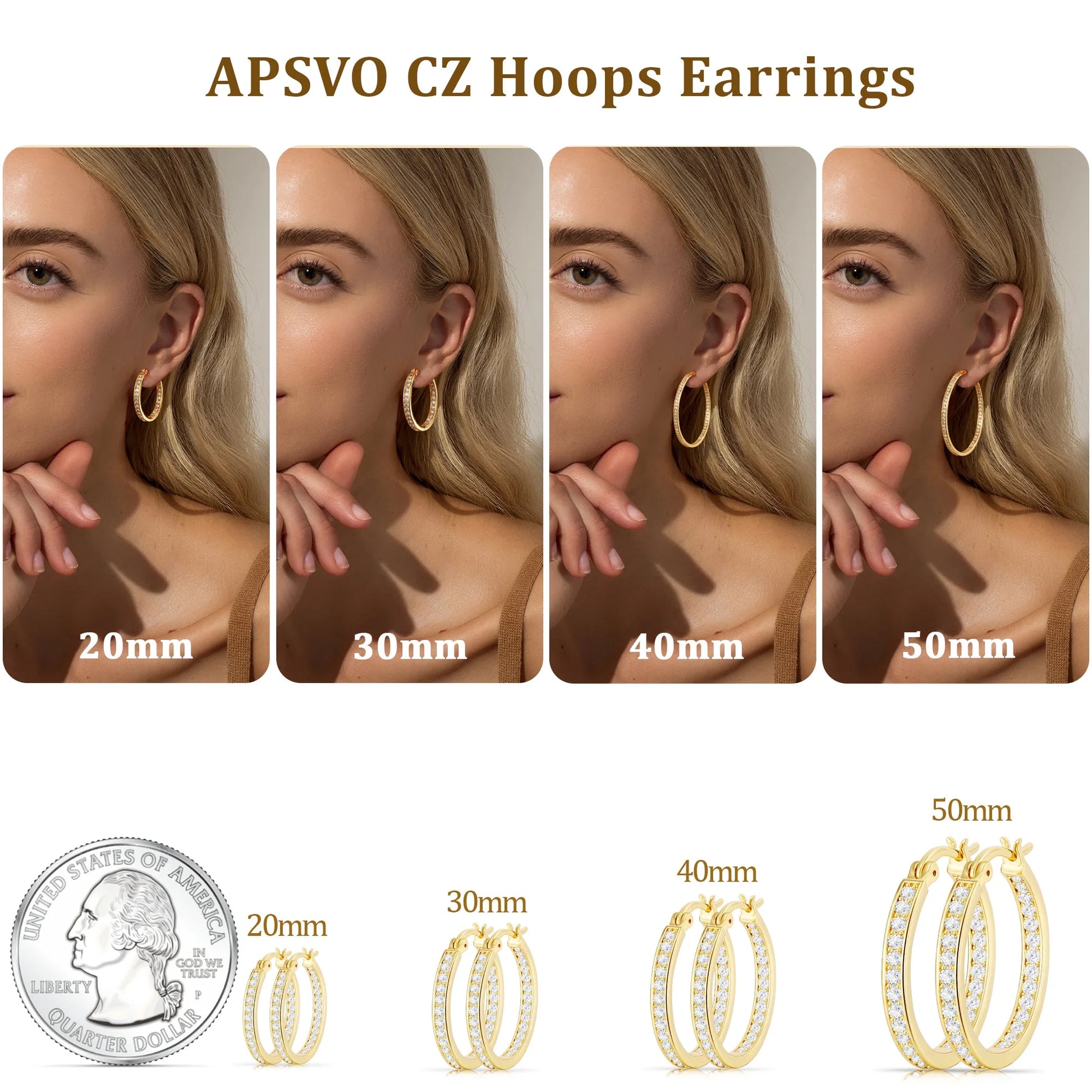 2 Pairs 18K Gold Plated Hoop Earrings for Women CZ Huggie Hypoallergenic Earrings Chunky Hoop Earrings Set 20/30MM Crystal Earrings Birthday Jewelry Gifts Ideas Mom Wife Daughter Girlfriend Age