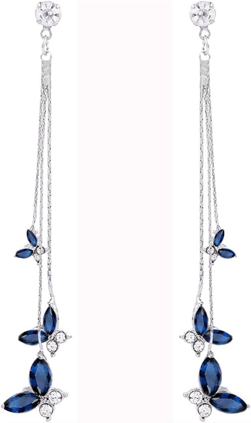 Butterfly Earring for Women Crystal Butterfly Tassel Earrings Long Drop Dangle Earrings Jewelry for Women Sparkle Colorful Zircon Animal Butterflys Pendant Earrings