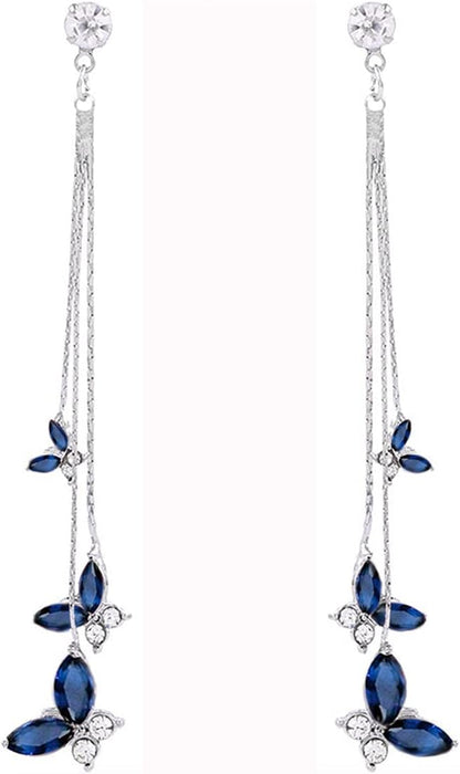 Butterfly Earring for Women Crystal Butterfly Tassel Earrings Long Drop Dangle Earrings Jewelry for Women Sparkle Colorful Zircon Animal Butterflys Pendant Earrings