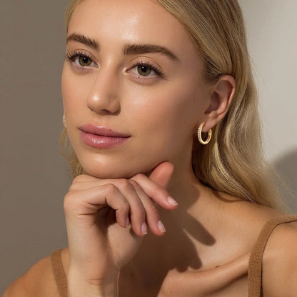 2 Pairs 18K Gold Plated Hoop Earrings for Women CZ Huggie Hypoallergenic Earrings Chunky Hoop Earrings Set 20/30MM Crystal Earrings Birthday Jewelry Gifts Ideas Mom Wife Daughter Girlfriend Age