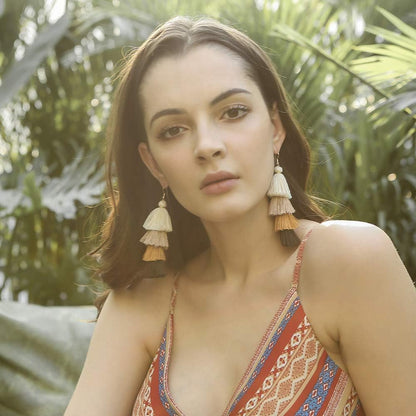 Women 3-9 Pairs Colorful Long Tassel Thread Ball Dangle Earrings Boho Black Red Sequin Drop Earrings