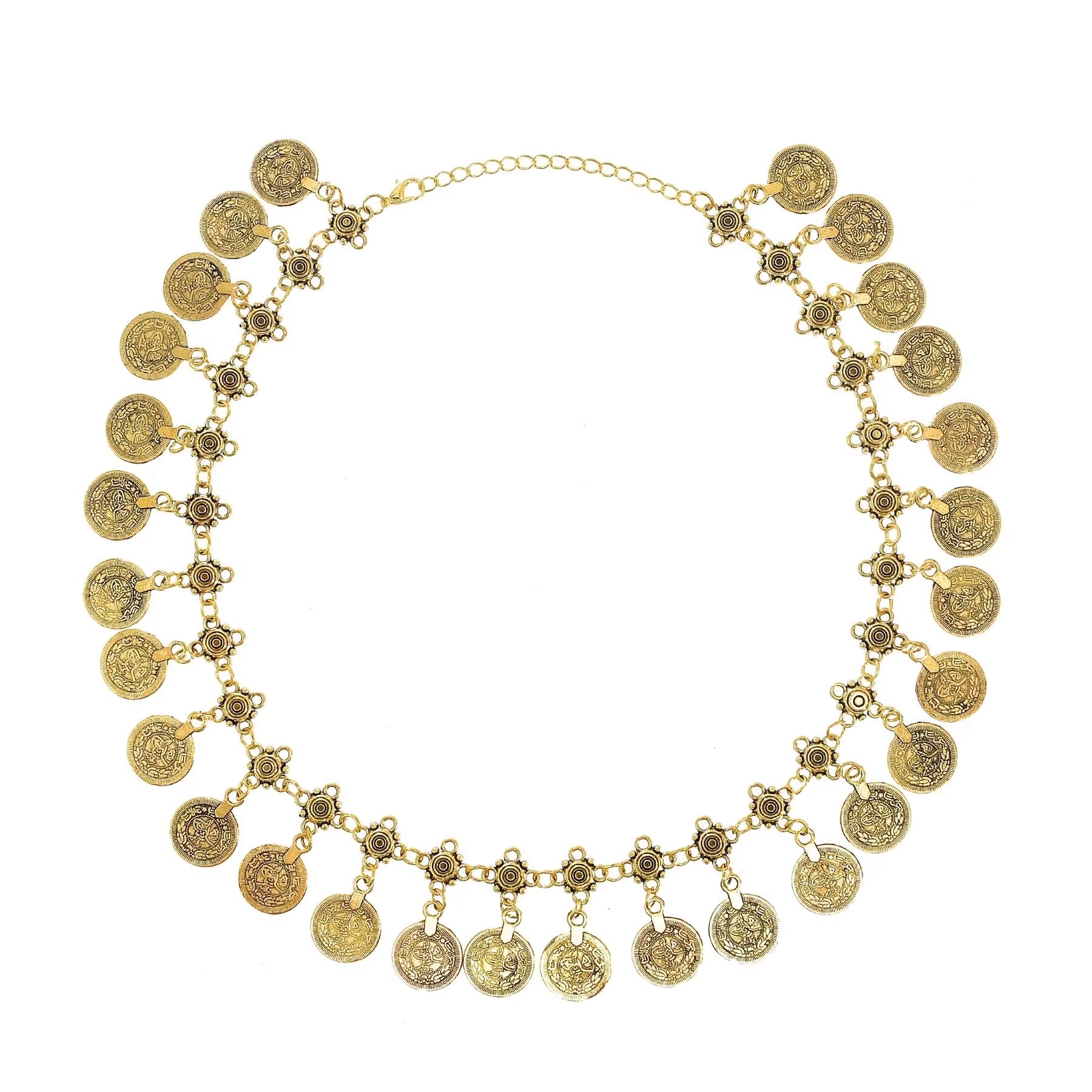 Ethnic Gypsy Vintage Metal Coin Tassel Necklaces Carved Flower for Women Boho Tibetan Silver Necklaces Turkish Tribal Jewelry