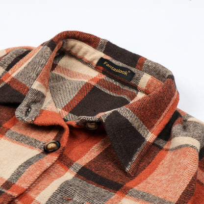 Flannel Shirts for Women Button up Plaid Shirt Long Pocketed Shacket Jacket Coat