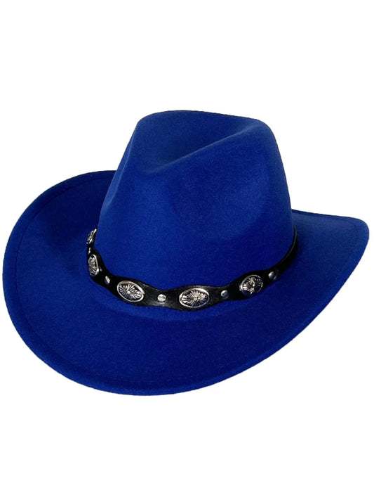 Women Men Cowboy Cowgirl Hats Felt Wide Brim Western Hat with Belt Buckle