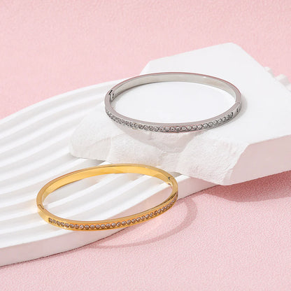 Zirconia Bangle Bracelet - Silver & Gold Plated