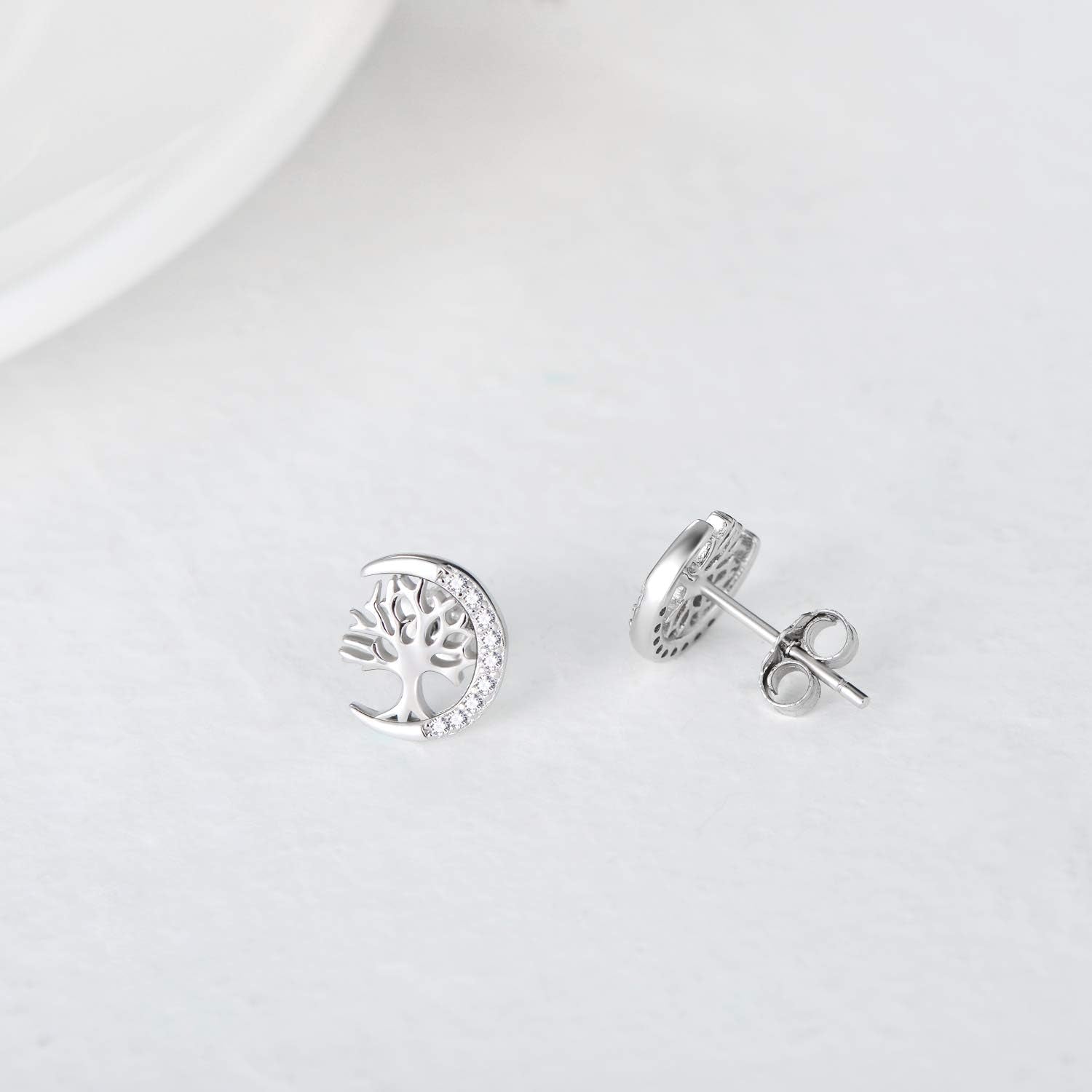 Tree of Life Stud Earrings for Women 925 Sterling Silver Hypoallergenic Earrings for Sensitive Ears with Push Back Jewelry Gifts for Her Girlfriend Mother