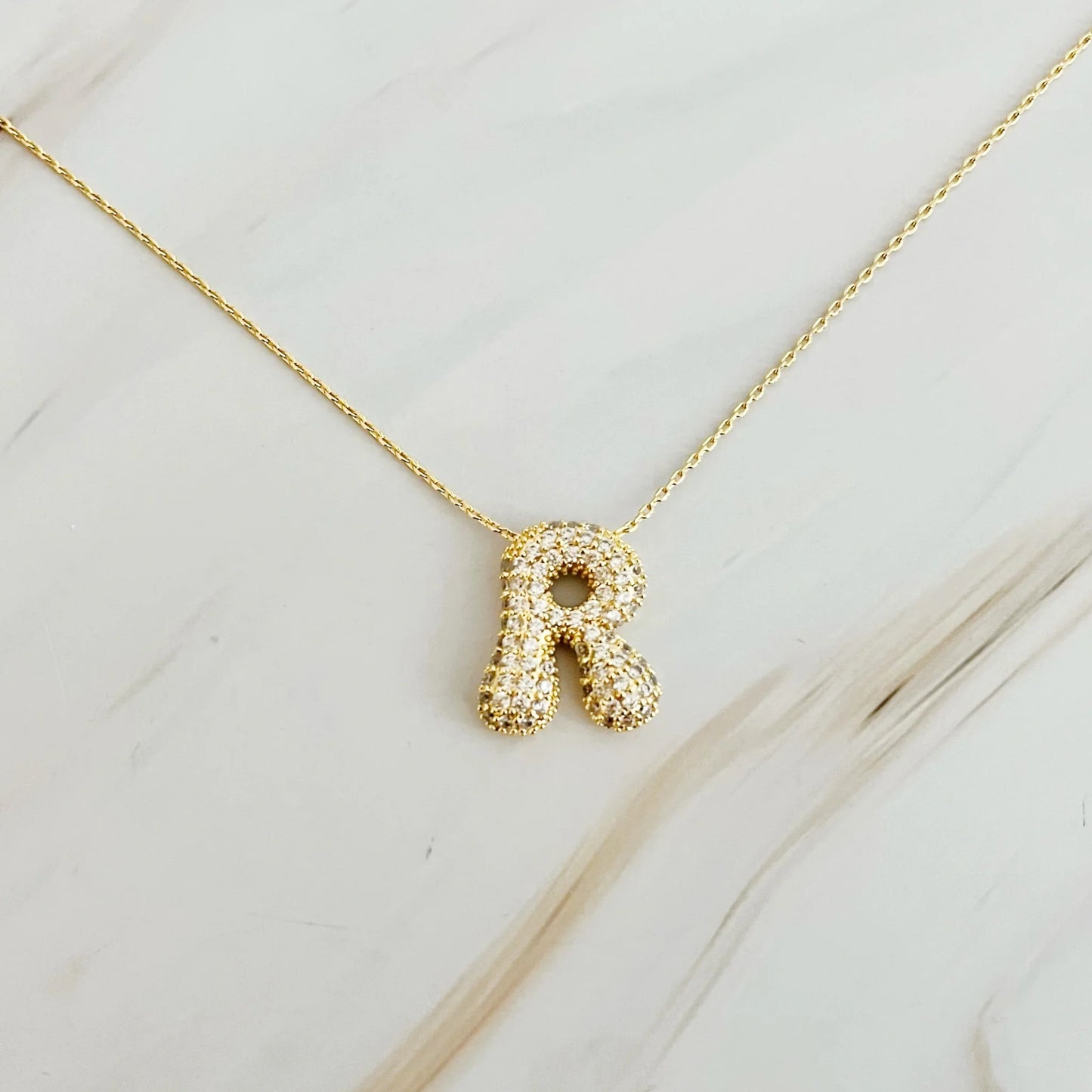 Crystal Bubble Initial Necklace