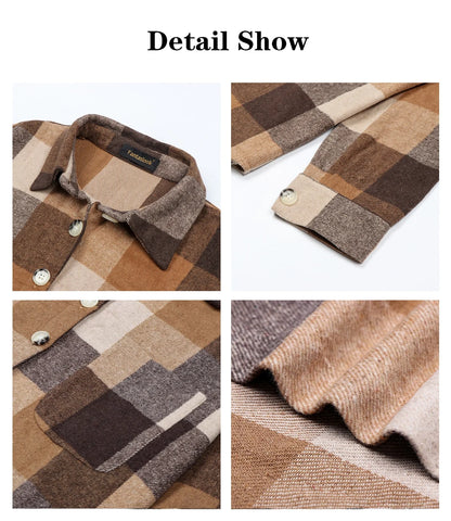 Womens Plaid Shirts Flannel Shacket Jacket Long Sleeve Button down Boyfriend Shirt Coats