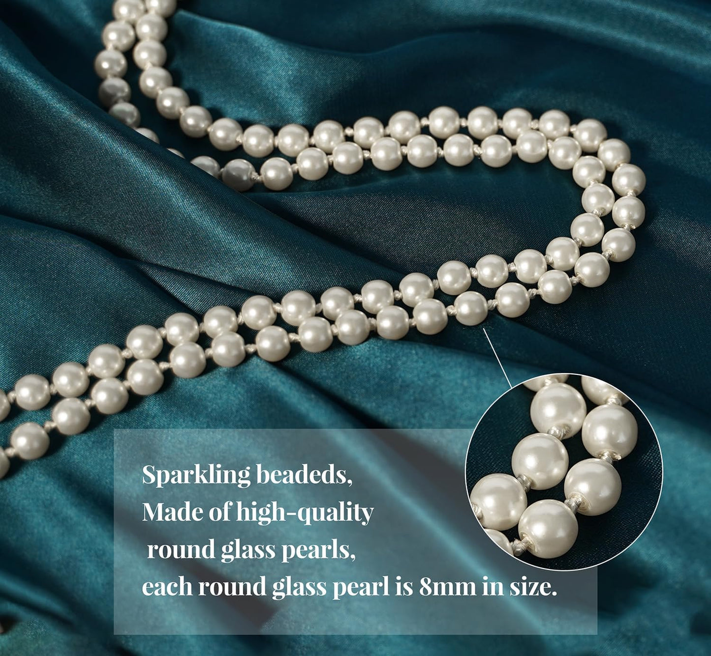 1920S Pearls Necklace Fashion Faux Pearls Gatsby Accessories Vintage Costume Jewelry Cream Long Necklace for Women