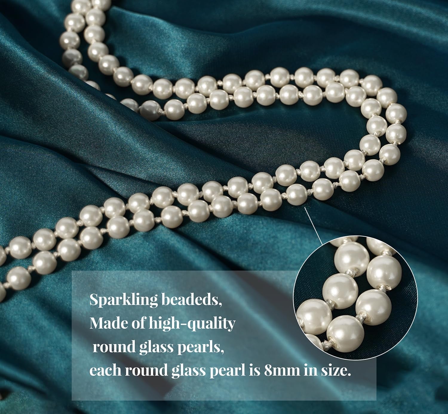 1920S Pearls Necklace Fashion Faux Pearls Gatsby Accessories Vintage Costume Jewelry Cream Long Necklace for Women