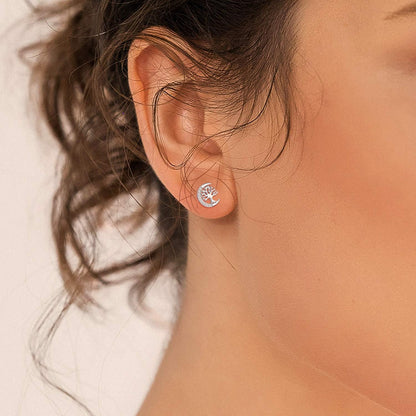 Tree of Life Stud Earrings for Women 925 Sterling Silver Hypoallergenic Earrings for Sensitive Ears with Push Back Jewelry Gifts for Her Girlfriend Mother