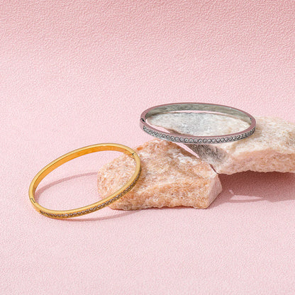 Zirconia Bangle Bracelet - Silver & Gold Plated