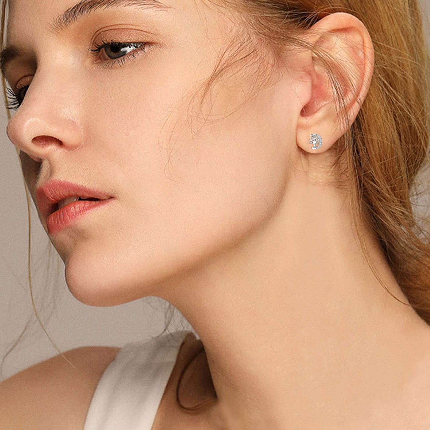 Tree of Life Stud Earrings for Women 925 Sterling Silver Hypoallergenic Earrings for Sensitive Ears with Push Back Jewelry Gifts for Her Girlfriend Mother